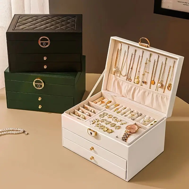 3 tier Luxury Jewellery Lockable Storage Box