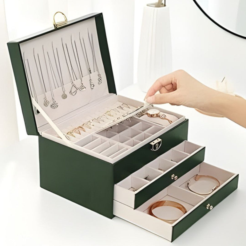 3 tier Luxury Jewellery Lockable Storage Box