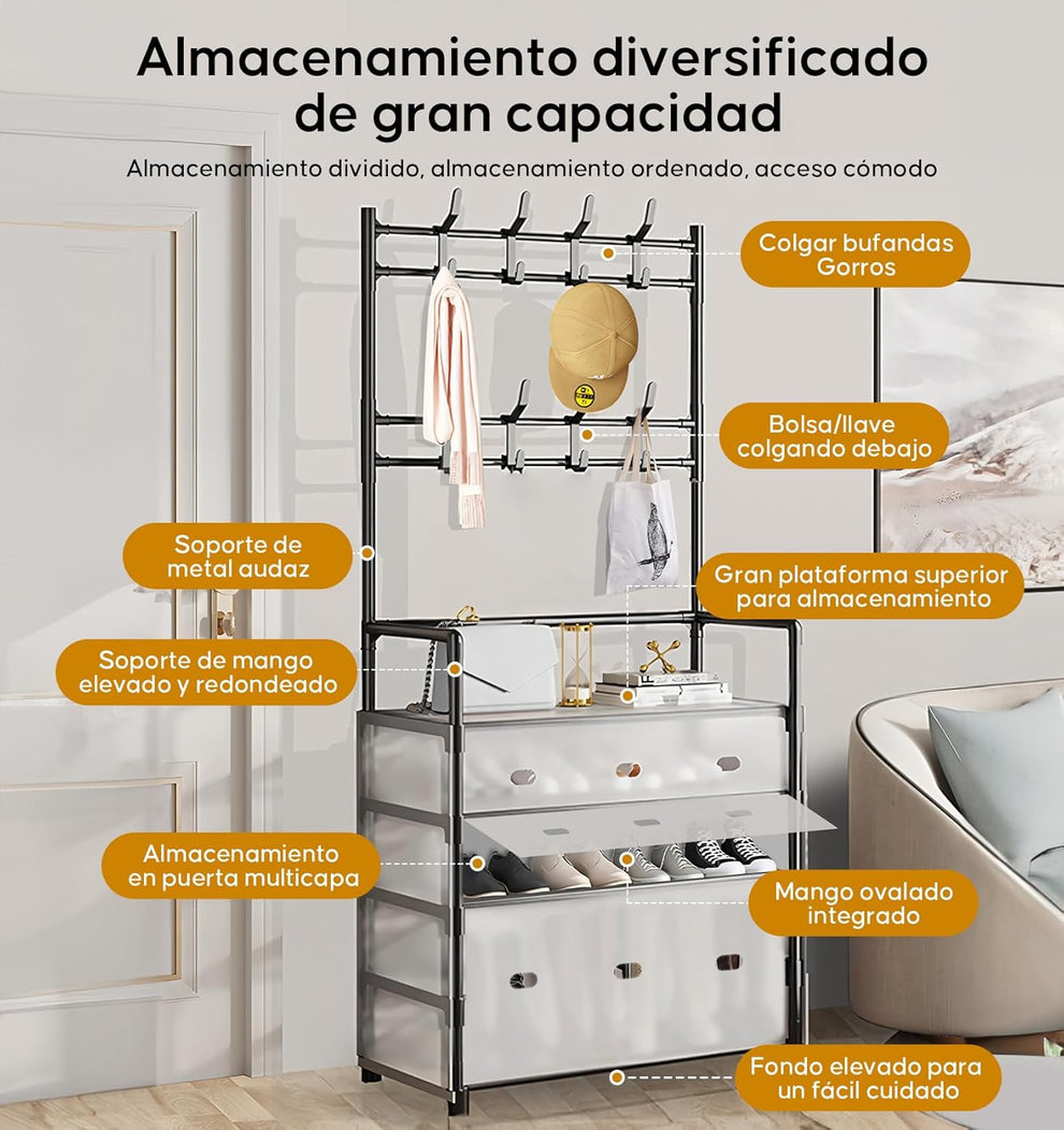 Coat & Shoe rack with hooks