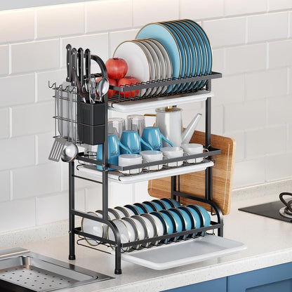 3 Tier Dish Rack with Utensil Holder