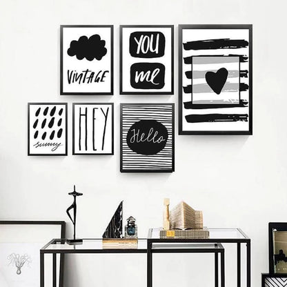 GIRLY BLACK – 6 PANEL SET – GIRLY WALL ART