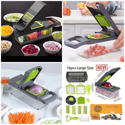 16 in 1 Multifunctional Vegetable Cutter Slicer Shredder  with Basket