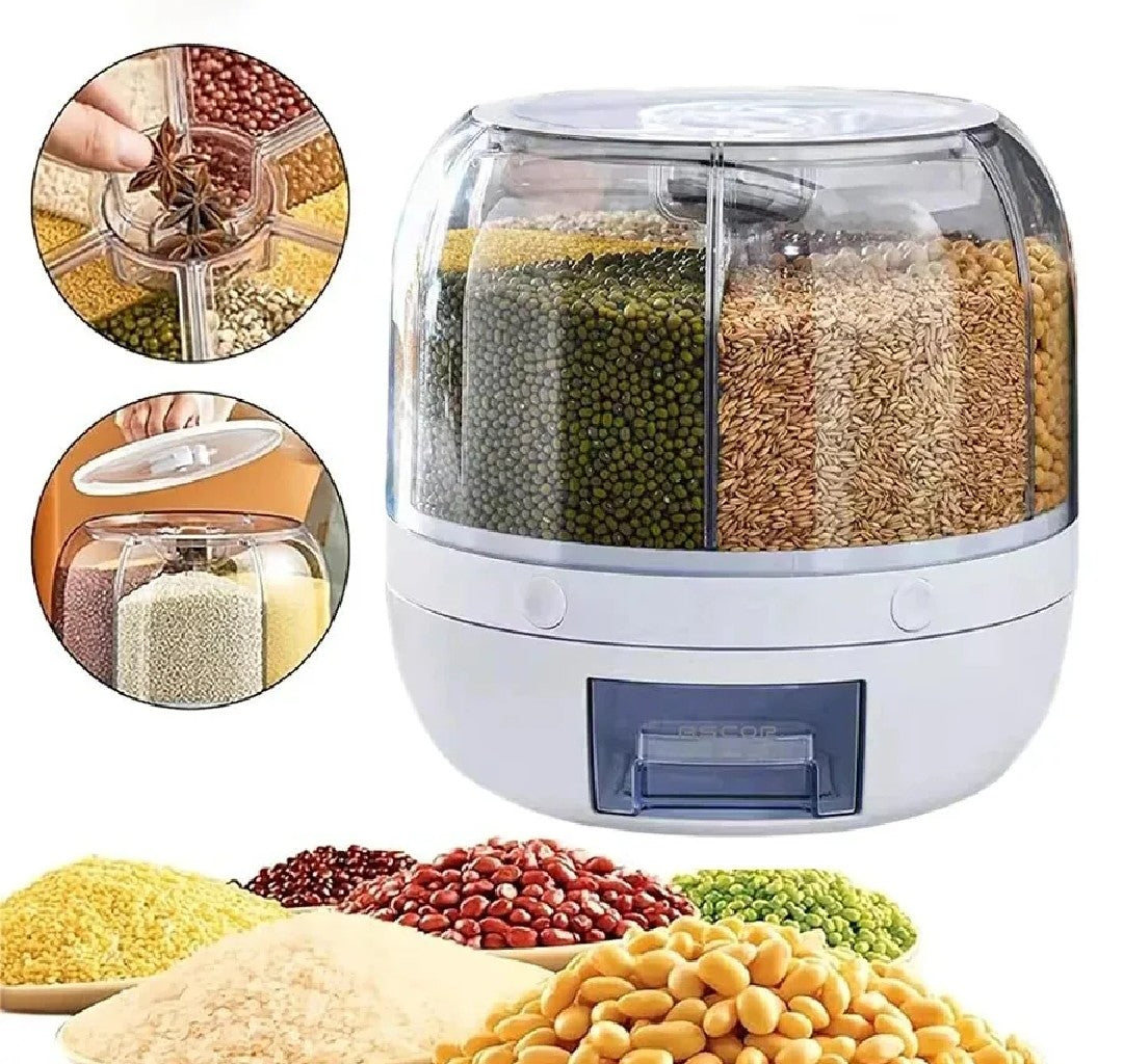 6 in 1 Cereal Dispenser - Rice Storage Container - Home kitchen Use
