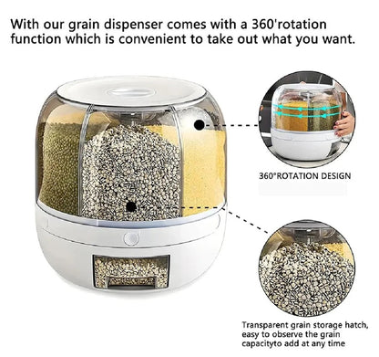 6 in 1 Cereal Dispenser - Rice Storage Container - Home kitchen Use