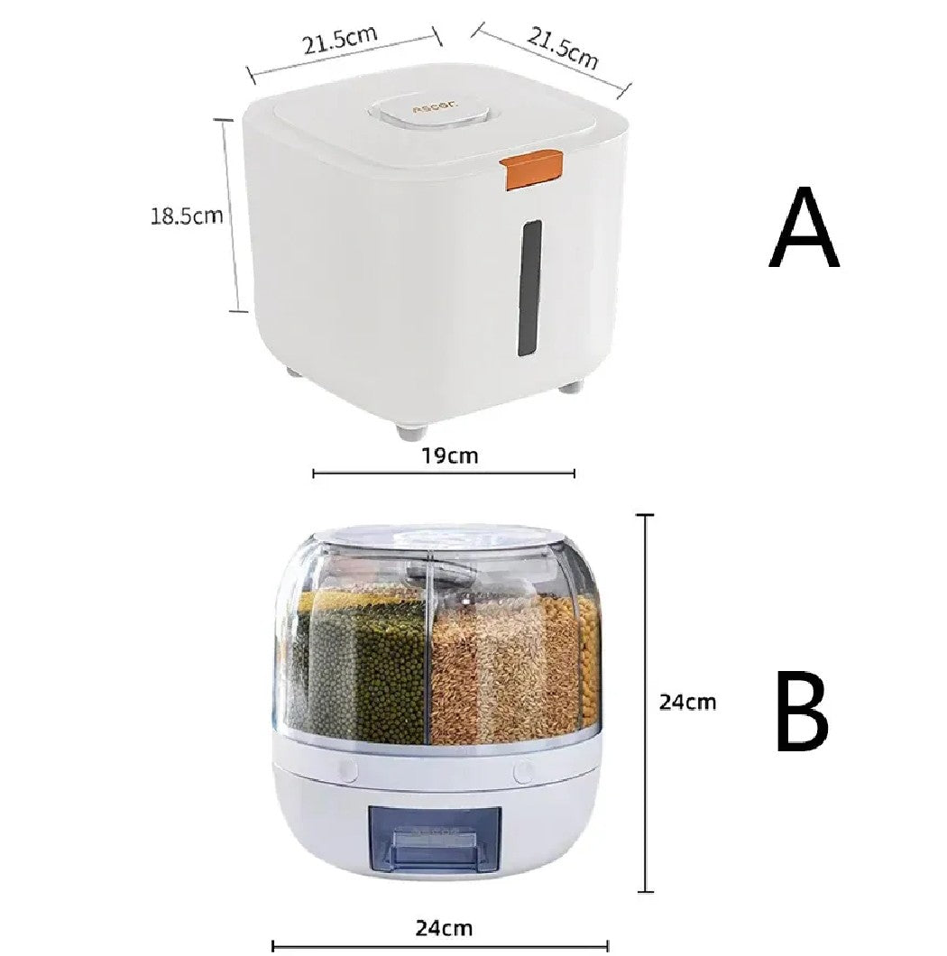 6 in 1 Cereal Dispenser - Rice Storage Container - Home kitchen Use