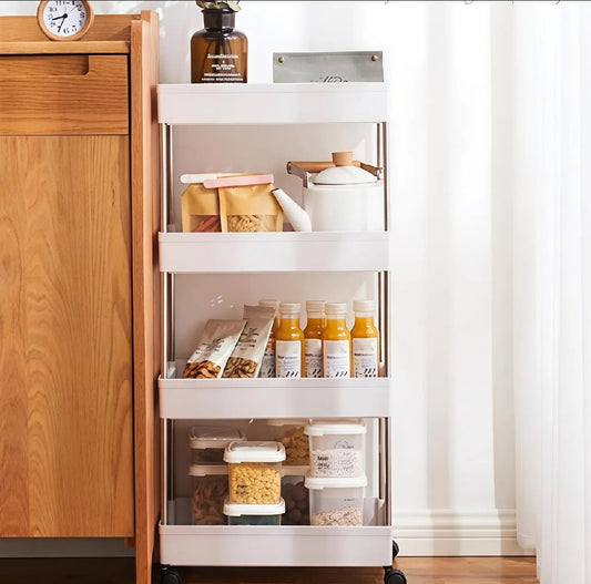 4 Tier Slim Storage Cart With Slide Out Shelves