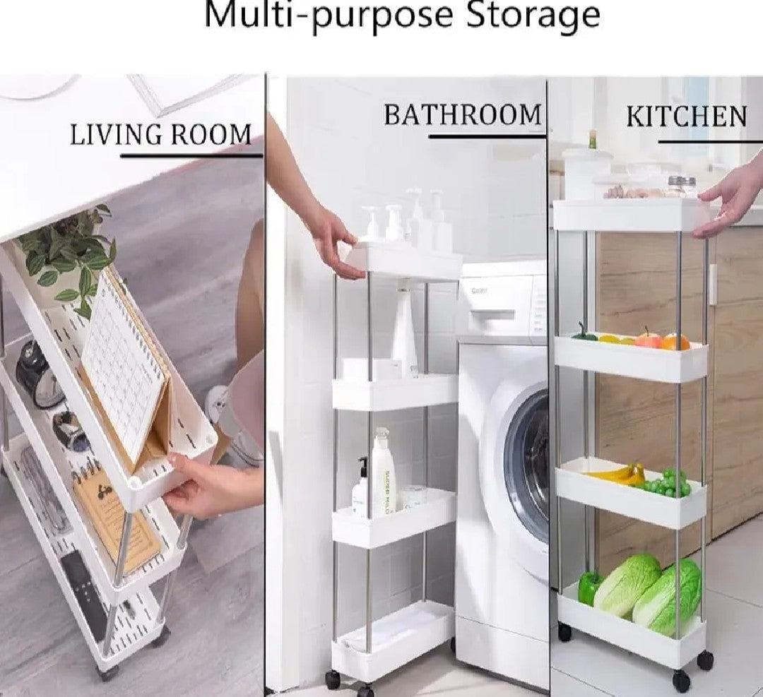 4 Tier Slim Storage Cart With Slide Out Shelves