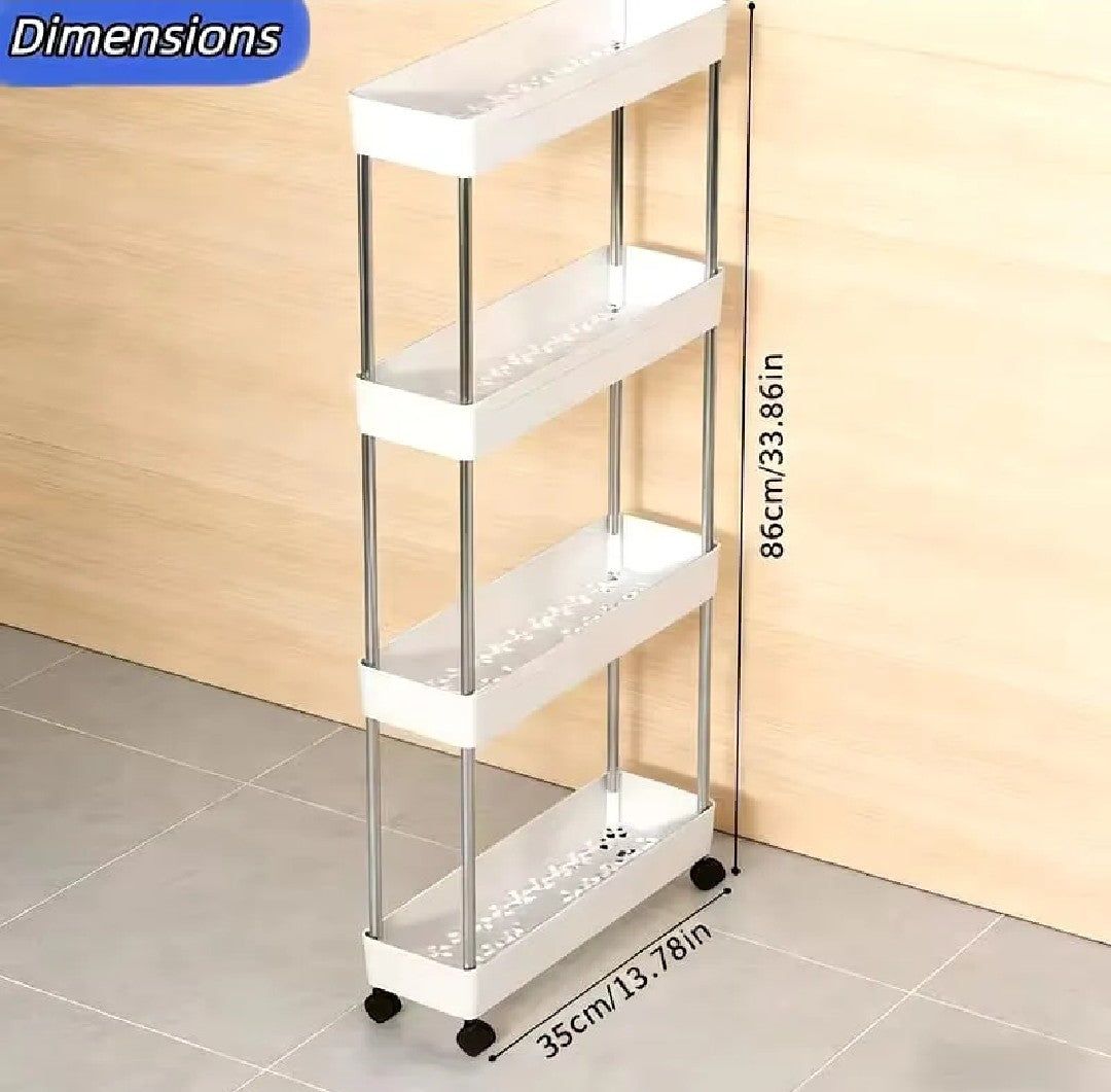 4 Tier Slim Storage Cart With Slide Out Shelves