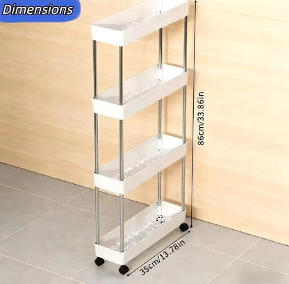 4 Tier Slim Storage Cart With Slide Out Shelves