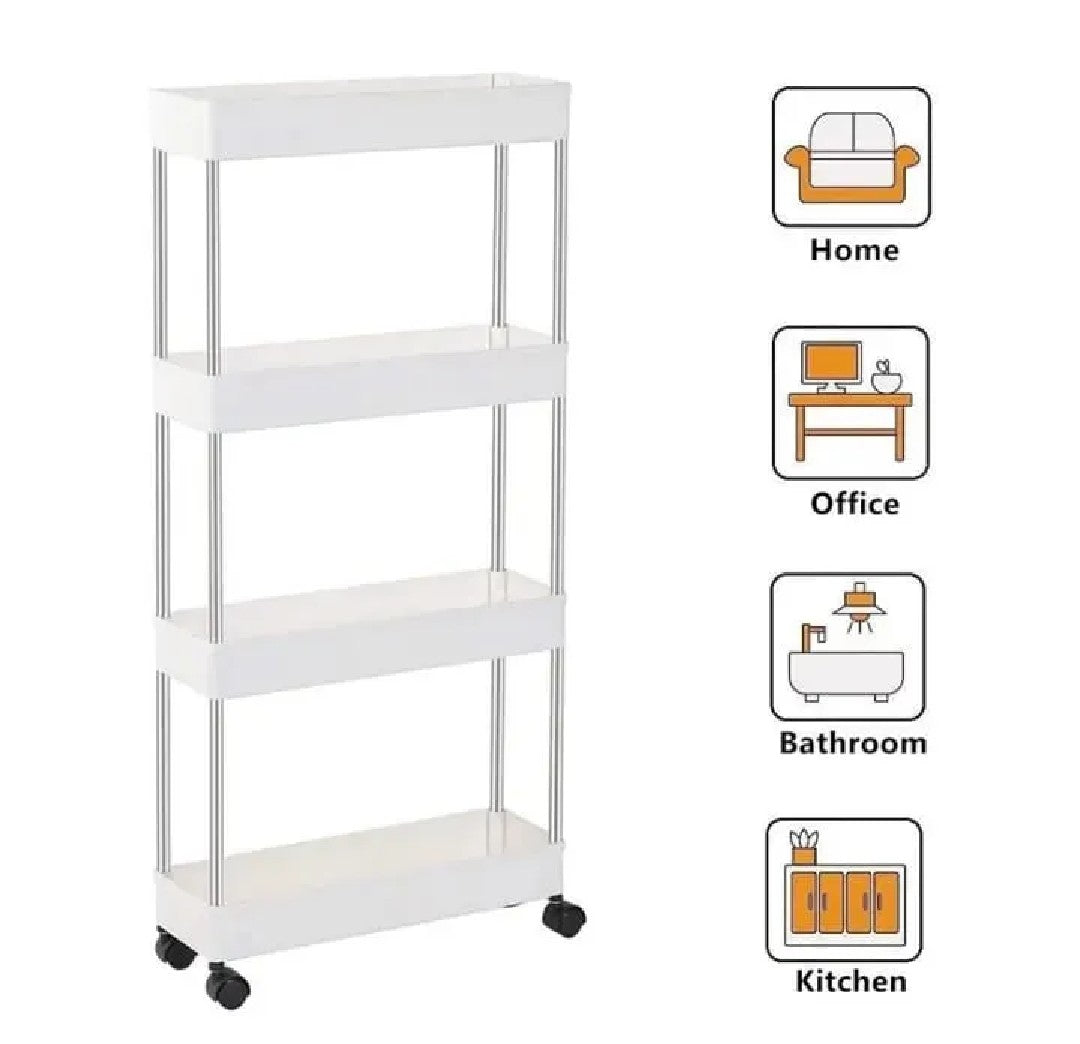 4 Tier Slim Storage Cart With Slide Out Shelves