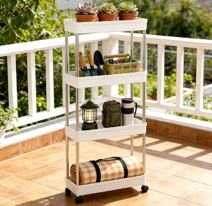 4 Tier Slim Storage Cart With Slide Out Shelves