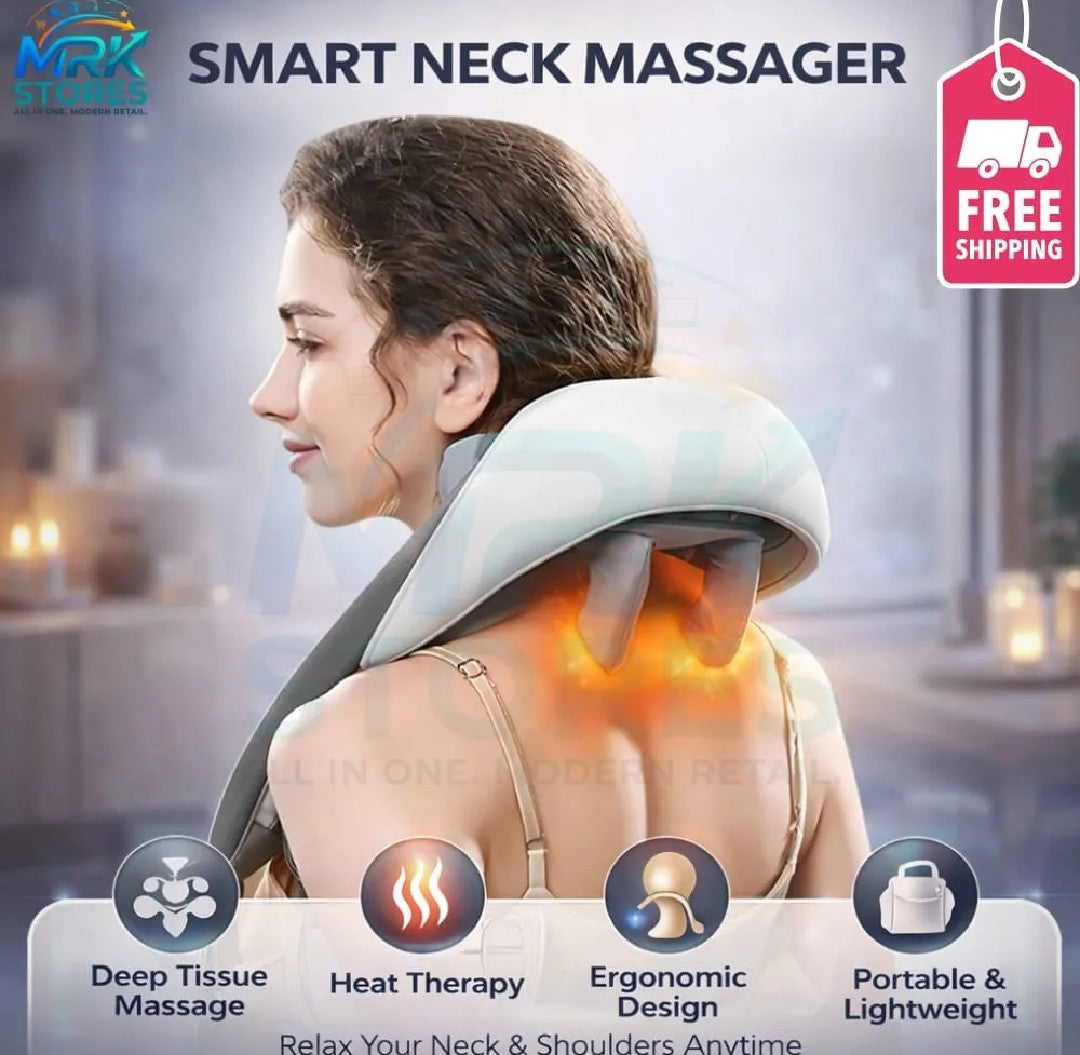 Neck & Shoulder Massager With Heat & Vibration Rechargeable Electric Back & Body Massage Pillow