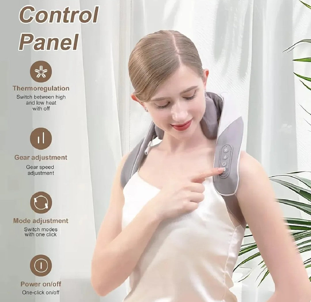 Neck & Shoulder Massager With Heat & Vibration Rechargeable Electric Back & Body Massage Pillow