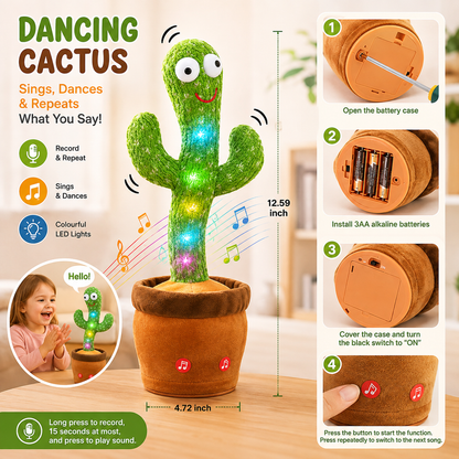 Rechargeable Dancing Talking Cactus Toy