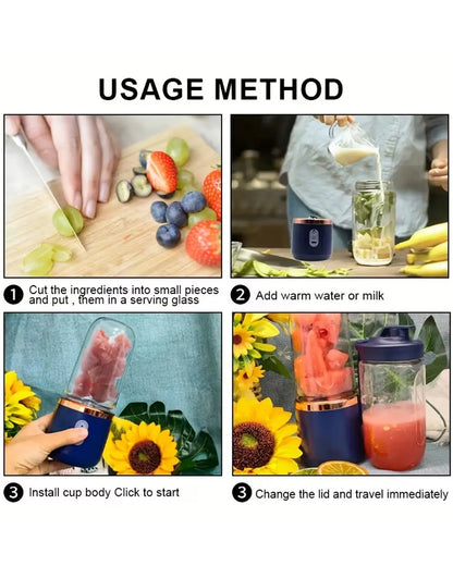2 in 1 Usb Rechargeable Portable mini Juicer Blander