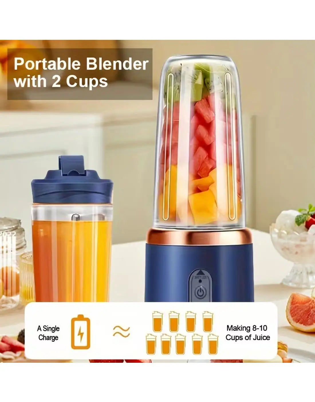 2 in 1 Usb Rechargeable Portable mini Juicer Blander