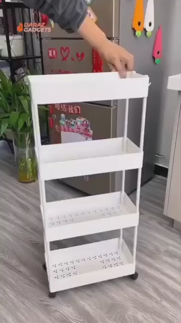 4 Tier Slim Storage Cart With Slide Out Shelves