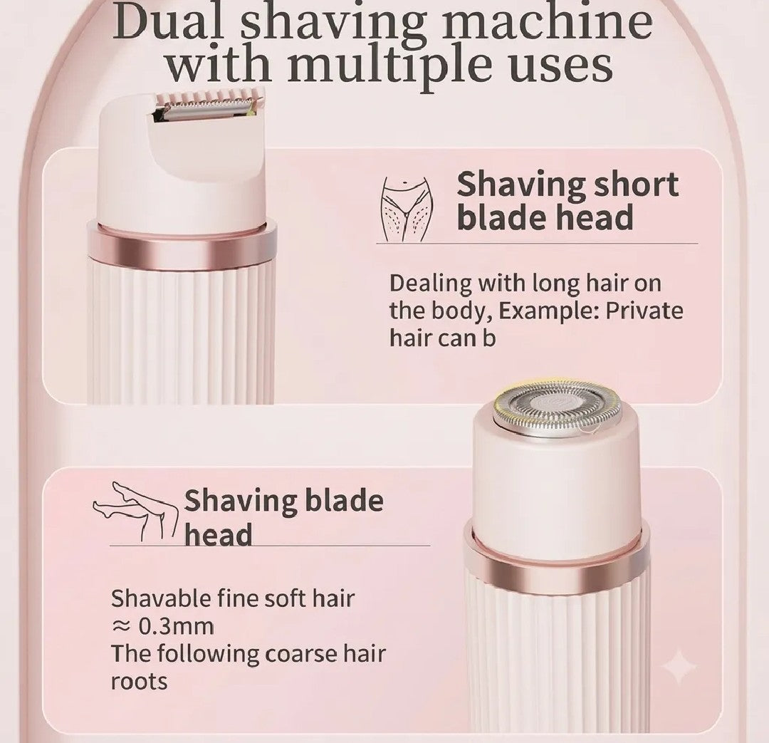 2 In 1 Dual Head Electric Hair Remover For Women Rechargeable Facial Hair Removal Device