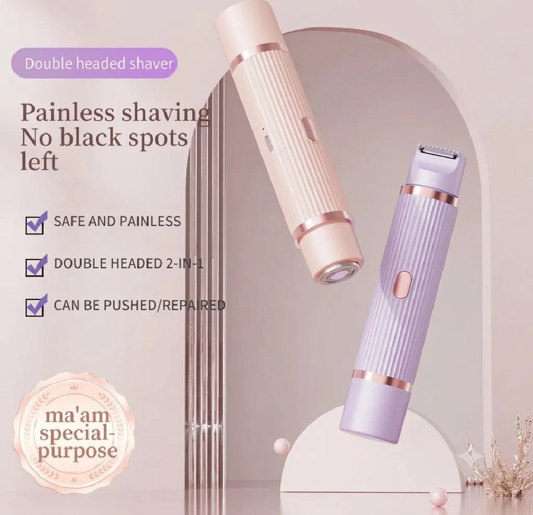 2 In 1 Dual Head Electric Hair Remover For Women Rechargeable Facial Hair Removal Device
