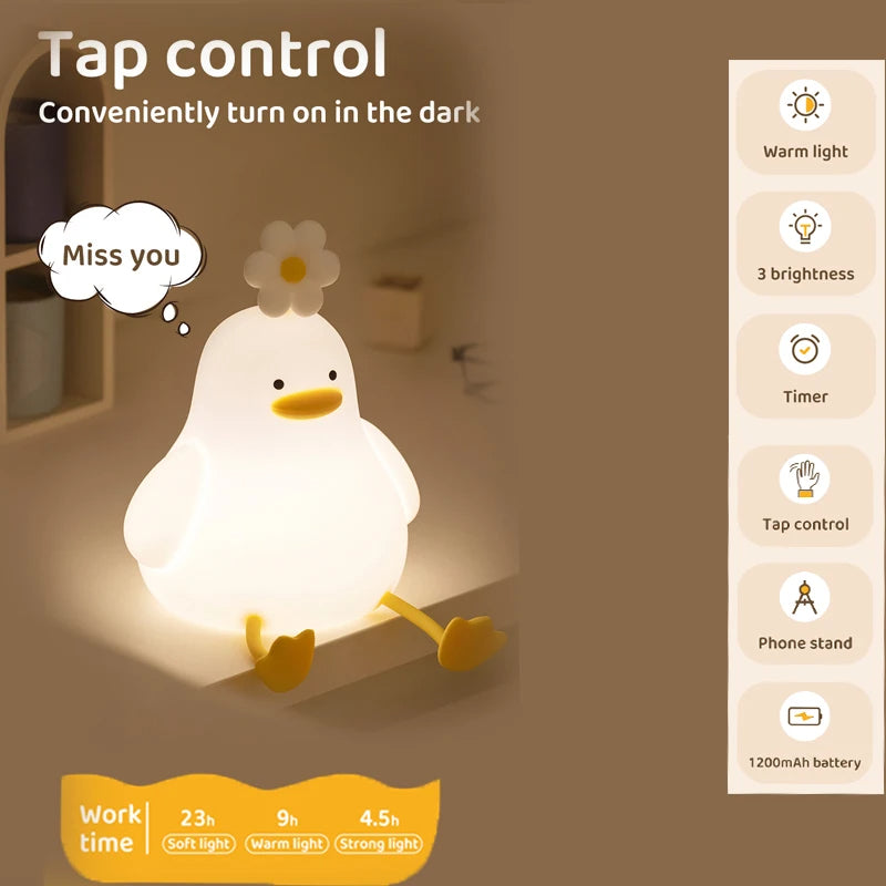 Rechargeable Cute Duck Night Lamp