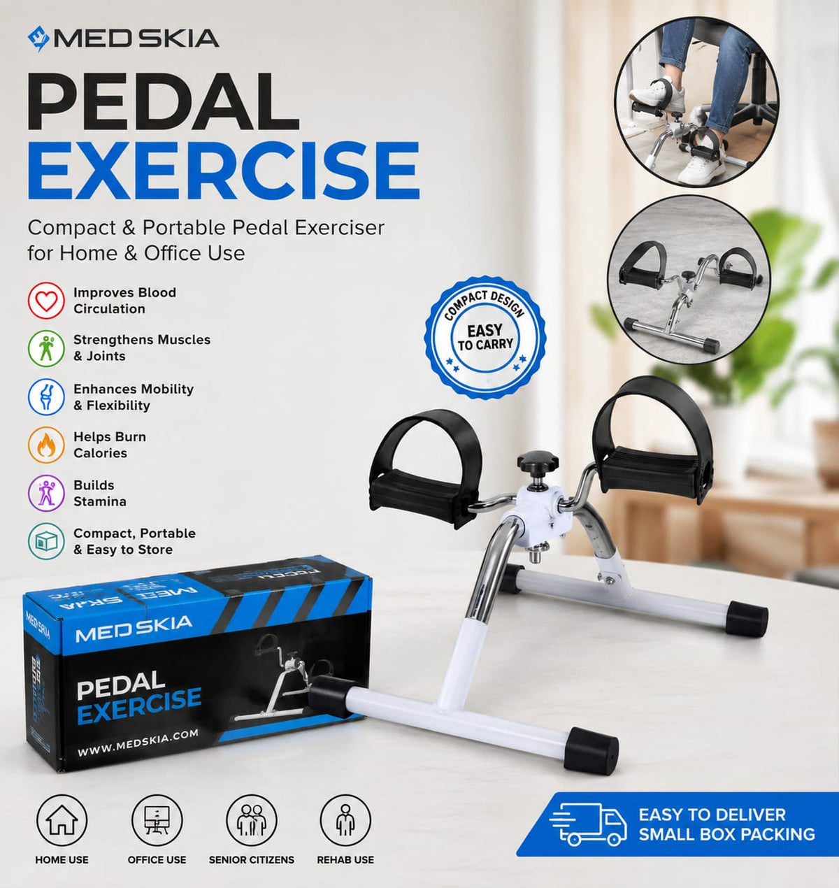 Pedal Exercise Leg & Arm Recovery Desk Cycle